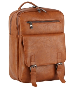 Fashion Faux Buckle Flap Backpack GLM-0117 BROWN